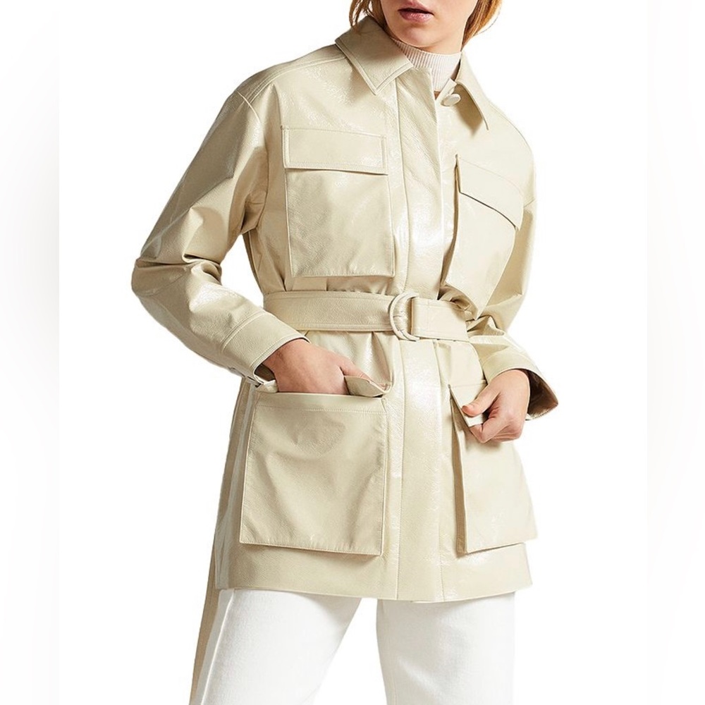 Ted Baker London Foziey Textured Vinyl Field Jacket - Ivory
